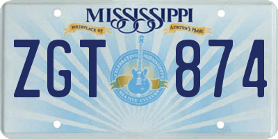 MS license plate ZGT874