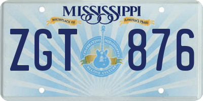 MS license plate ZGT876