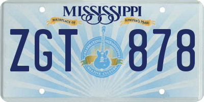 MS license plate ZGT878