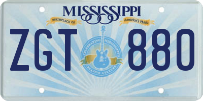 MS license plate ZGT880