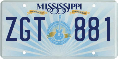 MS license plate ZGT881
