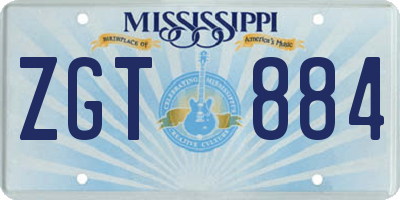 MS license plate ZGT884