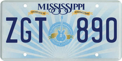 MS license plate ZGT890