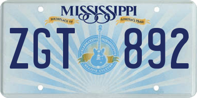 MS license plate ZGT892