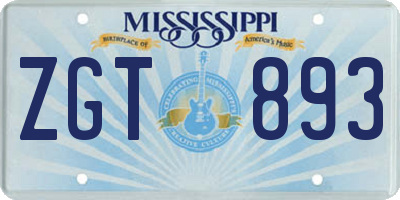 MS license plate ZGT893