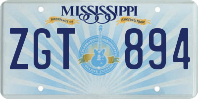 MS license plate ZGT894