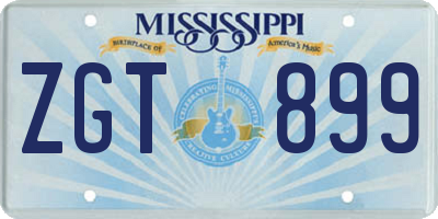 MS license plate ZGT899