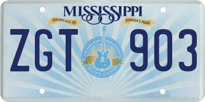 MS license plate ZGT903