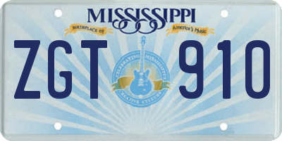 MS license plate ZGT910