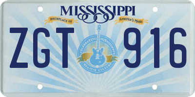 MS license plate ZGT916
