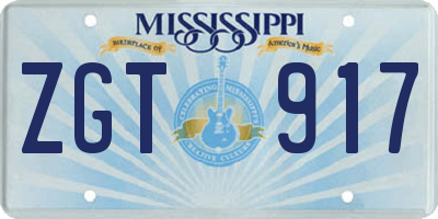 MS license plate ZGT917