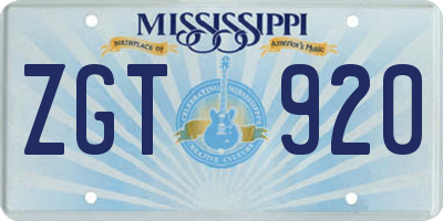 MS license plate ZGT920