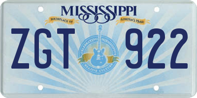 MS license plate ZGT922