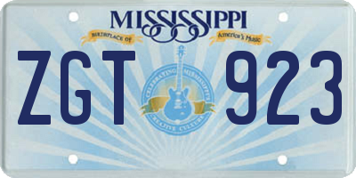 MS license plate ZGT923