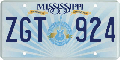 MS license plate ZGT924