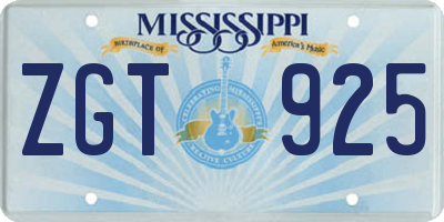 MS license plate ZGT925