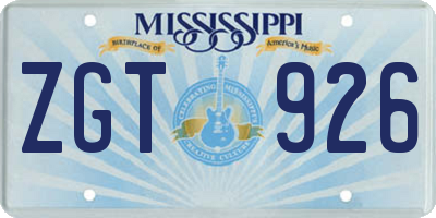 MS license plate ZGT926