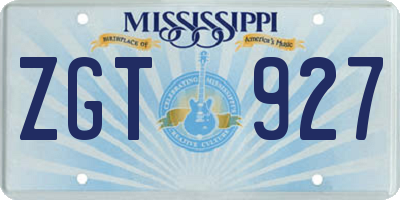 MS license plate ZGT927