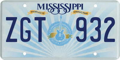 MS license plate ZGT932