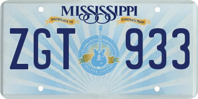MS license plate ZGT933