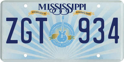 MS license plate ZGT934