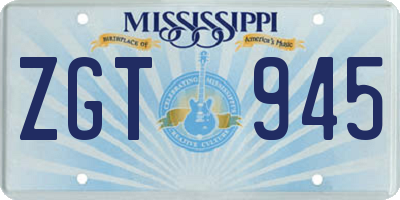 MS license plate ZGT945