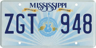 MS license plate ZGT948