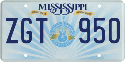 MS license plate ZGT950