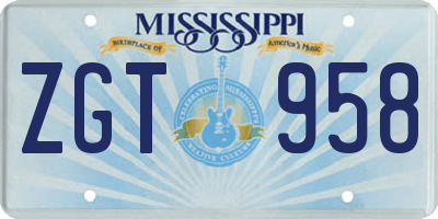 MS license plate ZGT958