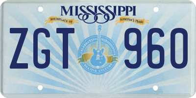 MS license plate ZGT960