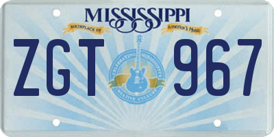 MS license plate ZGT967