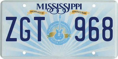 MS license plate ZGT968