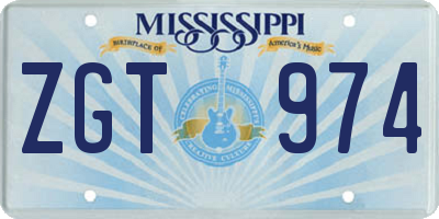 MS license plate ZGT974