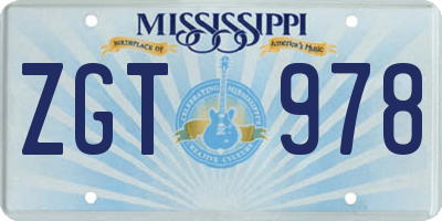 MS license plate ZGT978