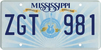 MS license plate ZGT981