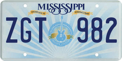 MS license plate ZGT982