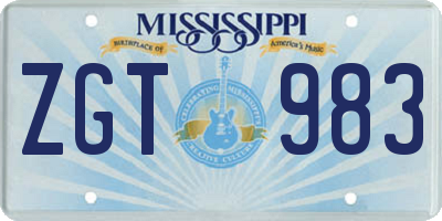 MS license plate ZGT983