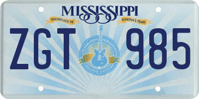 MS license plate ZGT985
