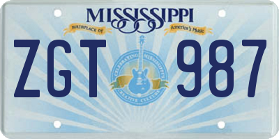 MS license plate ZGT987