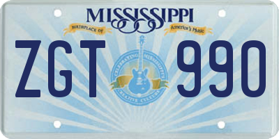 MS license plate ZGT990