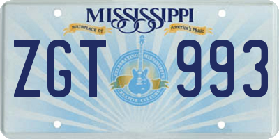 MS license plate ZGT993
