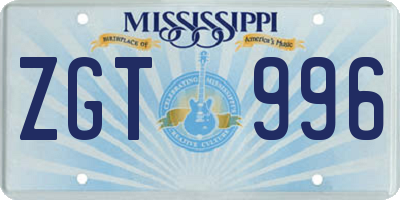 MS license plate ZGT996