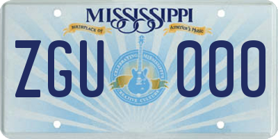 MS license plate ZGU000
