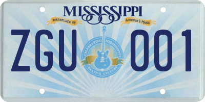 MS license plate ZGU001