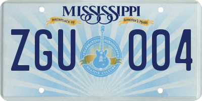 MS license plate ZGU004