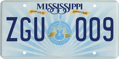 MS license plate ZGU009