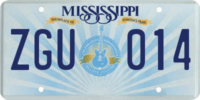 MS license plate ZGU014