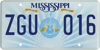 MS license plate ZGU016