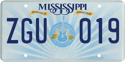 MS license plate ZGU019