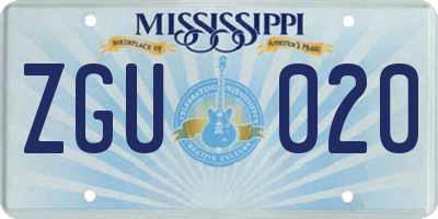 MS license plate ZGU020